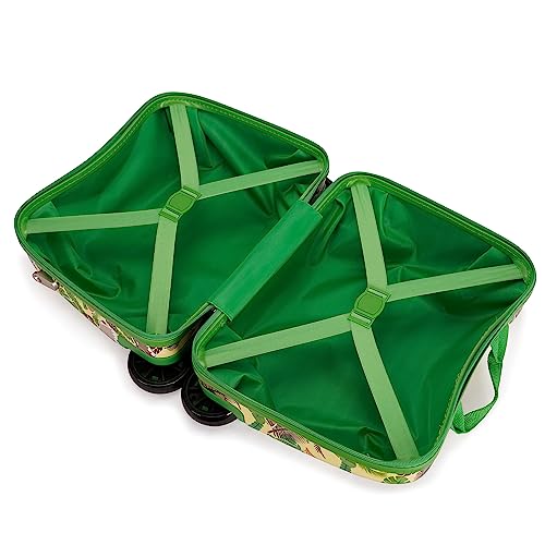GinzaTravel Cute Children's Luggage Sit and Ride Trolley Case 17-inch Universal Wheel Travel Case for Boys and Girls (Green color)