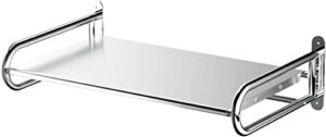 yinghubao stainless steel wall shelf metal shelving heavy duty commercial or household grade wall mount microwave ,kitchen oven wall mount bracket , with hooks, 120lbs load bearing. (silver)
