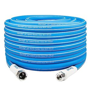 fevone garden hose 75 ft, drinking water safe, flexible and lightweight - kink free, easy to coil, 3/4" solid aluminum fittings - no leak, 5/8" id., heavy duty water hose