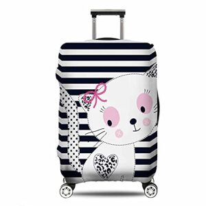 ibiliu travel luggage cover protector cat girl striped funny animal suitcase cover protectors washable luggage suitcase cover for 25-28 inch l