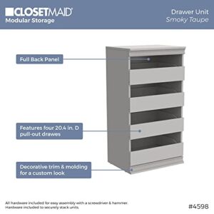 ClosetMaid 4598 Modular Storage Stackable Unit with 4 Drawers, Taupe