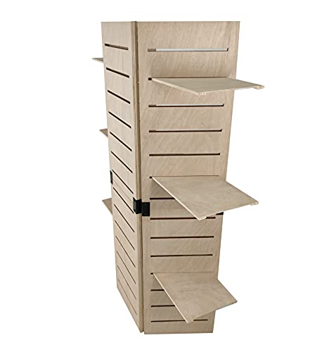 FixtureDisplays® 48.0" x 59.5" x 14.5" Wooden Retail Shelving Unit w/ 3 Shelves, Folding Panels - Pine Wood 19404NEW-NPF