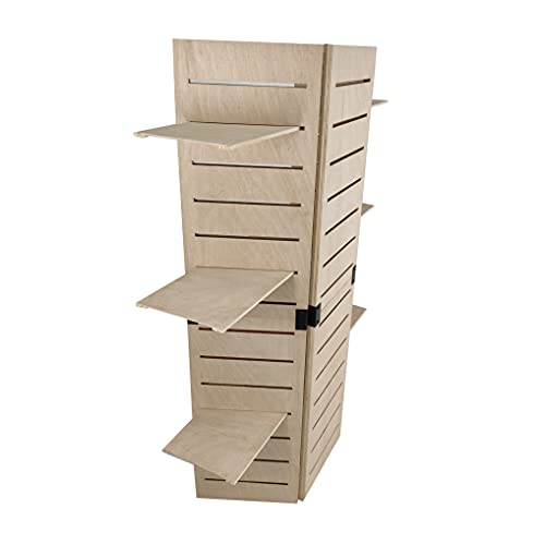 FixtureDisplays® 48.0" x 59.5" x 14.5" Wooden Retail Shelving Unit w/ 3 Shelves, Folding Panels - Pine Wood 19404NEW-NPF