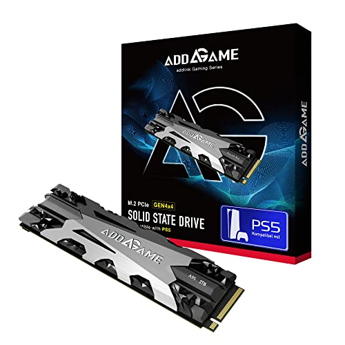 Addlink Addgame PS5 Compatible A95 2TB 7200 MB/s Read Speed Internal Solid State Drive - M.2 2280 PCIe NVMe Gen4X4 3D TLC NAND SSD with Heatsink (ad2TBA95M2P)