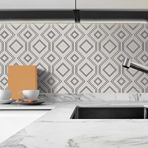 12 pcs peal and stick frosted vinyl wall tile transfer backsplash sticker, self-adhesive floor sticker for kitchen bathroom, double line, 6x6inch (15x15cm)