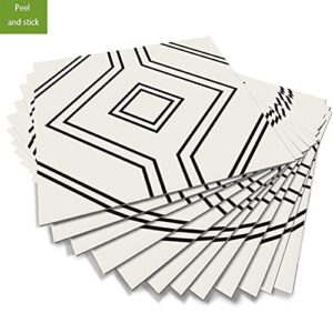 12 Pcs Peal and Stick Frosted Vinyl Wall Tile Transfer Backsplash Sticker, Self-Adhesive Floor Sticker for Kitchen Bathroom, Double Line, 6x6inch (15x15cm)