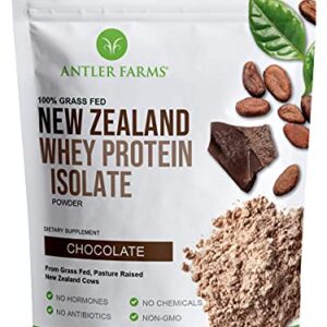 Antler Farms - 100% Grass Fed New Zealand Whey Protein Isolate, Chocolate Flavor, 2 lbs - Pure and Clean, 4 Ingredients, Delicious, Cold Processed