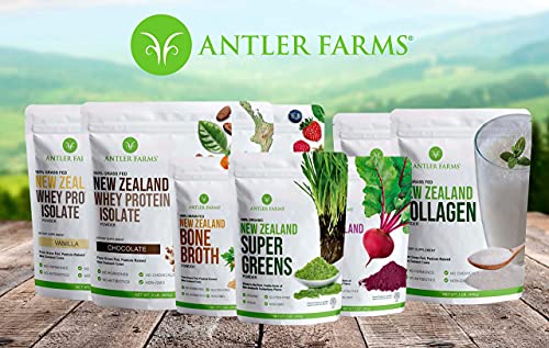 Antler Farms - 100% Grass Fed New Zealand Whey Protein Isolate, Chocolate Flavor, 2 lbs - Pure and Clean, 4 Ingredients, Delicious, Cold Processed