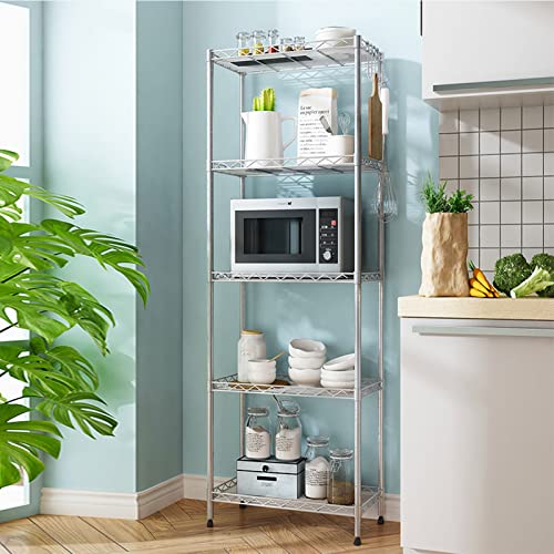 5 Tier Wire Shelving Unit, Height Adjustable Wire Shelves with NSF Certified, Narrow Metal Storage Rack Shelf Unit for Kitchen, Laundry, Bathroom, Pantry, Closet (18"D x 21.5"W x 71"H, Chrome)