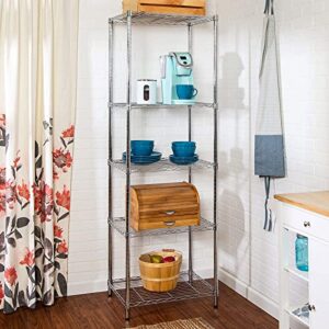 5 Tier Wire Shelving Unit, Height Adjustable Wire Shelves with NSF Certified, Narrow Metal Storage Rack Shelf Unit for Kitchen, Laundry, Bathroom, Pantry, Closet (18"D x 21.5"W x 71"H, Chrome)