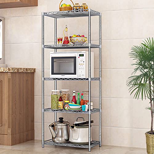 5 Tier Wire Shelving Unit, Height Adjustable Wire Shelves with NSF Certified, Narrow Metal Storage Rack Shelf Unit for Kitchen, Laundry, Bathroom, Pantry, Closet (18"D x 21.5"W x 71"H, Chrome)