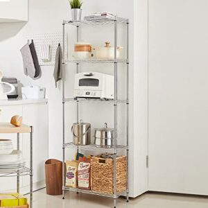 5 Tier Wire Shelving Unit, Height Adjustable Wire Shelves with NSF Certified, Narrow Metal Storage Rack Shelf Unit for Kitchen, Laundry, Bathroom, Pantry, Closet (18"D x 21.5"W x 71"H, Chrome)