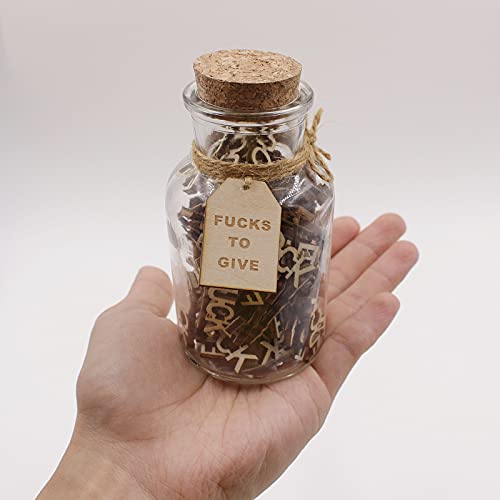 Jar of Fucks（5oz）Gift Jar,Fucks to Give,Fuck Wooden Cutout Letter Piece Bad Mood Vent Spoof Birthday Day,Holiday, Gift to Friend,Funny Gift,Valentines Day.