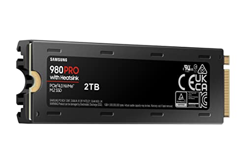 SAMSUNG 980 PRO SSD with Heatsink 2TB PCIe Gen 4 NVMe M.2 Internal Solid State Hard Drive, Heat Control, Max Speed, PS5 Compatible, MZ-V8P1T0CW