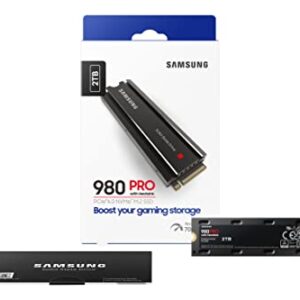 SAMSUNG 980 PRO SSD with Heatsink 2TB PCIe Gen 4 NVMe M.2 Internal Solid State Hard Drive, Heat Control, Max Speed, PS5 Compatible, MZ-V8P1T0CW