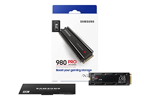 SAMSUNG 980 PRO SSD with Heatsink 2TB PCIe Gen 4 NVMe M.2 Internal Solid State Hard Drive, Heat Control, Max Speed, PS5 Compatible, MZ-V8P1T0CW