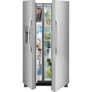 Frigidaire FRSC2333AS 36'' Freestanding Counter Depth Side by Side Refrigerator with 22.2 cu. ft. Capacity, Glass Shelves, Ice Maker, in Stainless Steel