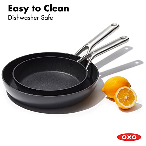 OXO Professional Hard Anodized PFAS-Free Nonstick, 8" and 10" Frying Pan Skillet Set, Induction, Diamond reinforced Coating, Dishwasher Safe, Oven Safe, Black