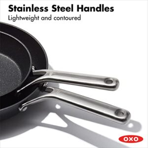 OXO Professional Hard Anodized PFAS-Free Nonstick, 8" and 10" Frying Pan Skillet Set, Induction, Diamond reinforced Coating, Dishwasher Safe, Oven Safe, Black