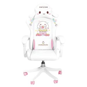 cinnamoroll pink gaming chair for kids, cartoon gamer chair for teens adults computer chair for girls video game chairs silla gamer ergonomic pc chair（pink-white）