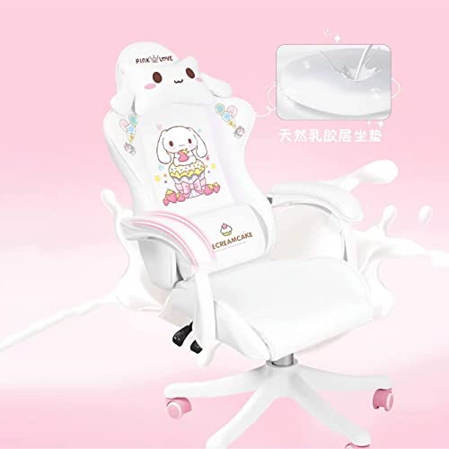 Cinnamoroll Pink Gaming Chair for Kids, Cartoon Gamer Chair for Teens Adults Computer Chair for Girls Video Game Chairs Silla Gamer Ergonomic PC Chair（Pink-White）