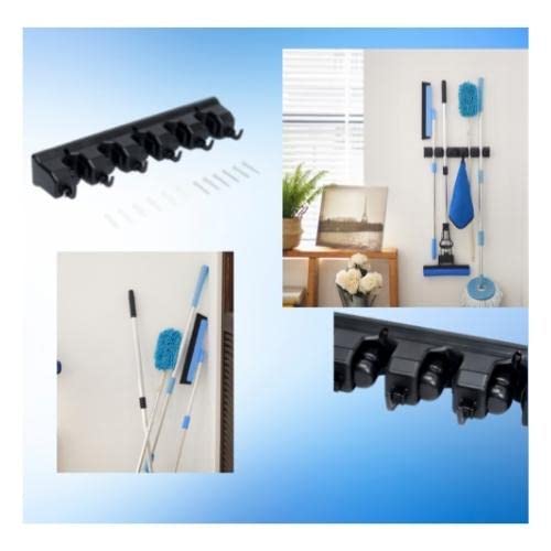 Displays By Jack wall mounted Broom and mop Holder, Black Utility Tool Organizer for Home, 1-Pack