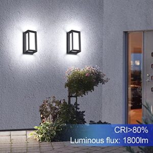 Juyace 18W Outdoor Wall Sconce Lights Aluminum Exterior Light Fixture Wall Mount Ip65 Waterproof 6000K Cool White Led Porch Light for Garage Walkway