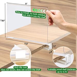 Acrylic Shelf Dividers, Clear Shelf Divider for Closets, Plastic Shelve Divider for Clothes Purses Separators, Wood Shelves Organizer for Bedroom, Kitchen, Office, Cabinets, Bathroom, 6 Pack