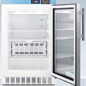 Summit Appliance ACR46GLCAL Pharmacy ADA Compliant 20" Wide All-refrigerator with NIST Calibrated Alarm/Thermometer, Stainless Steel Trimmed Glass Door, Frost-free, Self-closing Door and Lock