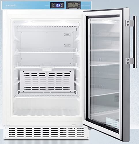 Summit Appliance ACR46GLCAL Pharmacy ADA Compliant 20" Wide All-refrigerator with NIST Calibrated Alarm/Thermometer, Stainless Steel Trimmed Glass Door, Frost-free, Self-closing Door and Lock