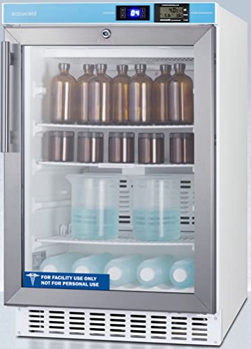 Summit Appliance ACR46GLCAL Pharmacy ADA Compliant 20" Wide All-refrigerator with NIST Calibrated Alarm/Thermometer, Stainless Steel Trimmed Glass Door, Frost-free, Self-closing Door and Lock