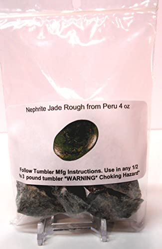 Rockhound's First Choice Rock Tumbler Gem Refill Kit - Natural Nephrite Jade Rough from Peru, Gemmy Green, 4 oz