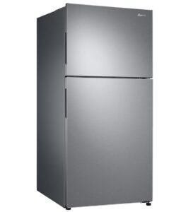 smeta refrigerator with freezer top 18 cu. ft garage refrigerators 30" top mount full size stainless steel for kitchen fridge, frost free double door upright freezer led light, garage ready