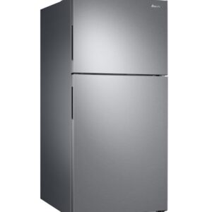 SMETA Refrigerator with Freezer Top 18 Cu. Ft Garage Refrigerators 30" Top Mount Full Size Stainless Steel for Kitchen Fridge, Frost Free Double Door Upright Freezer Led Light, Garage Ready