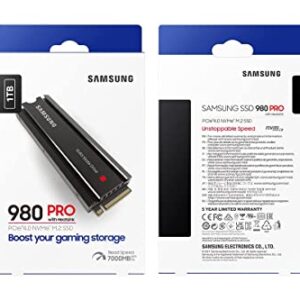 SAMSUNG 980 PRO SSD with Heatsink 2TB PCIe Gen 4 NVMe M.2 Internal Solid State Drive + 2mo Adobe CC Photography, Heat Control, Max Speed, PS5 Compatible (MZ-V8P2T0CW)