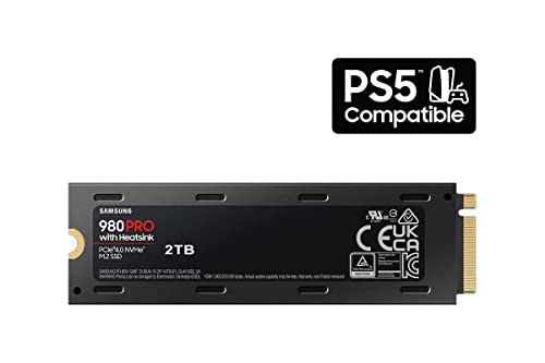 SAMSUNG 980 PRO SSD with Heatsink 2TB PCIe Gen 4 NVMe M.2 Internal Solid State Drive + 2mo Adobe CC Photography, Heat Control, Max Speed, PS5 Compatible (MZ-V8P2T0CW)