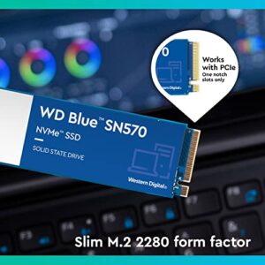 Western Digital 2TB WD Blue SN570 NVMe Internal Solid State Drive SSD - Gen3 x4 PCIe 8Gb/s, M.2 2280, Up to 3,500 MB/s - WDS200T3B0C