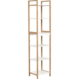 evideco french home goods tower shelving unit storage padang 6 shelves bamboo frame wood white