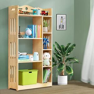 MoNiBloom Large Heavy Duty Wood Modern Bookshelf for Small Space 5 Tier Storage Display Stand Rack Heavy Duty for Kids Teen Room Living Room, Natural