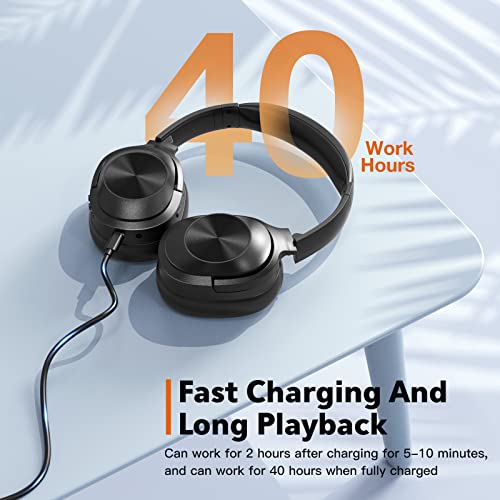 Active Noise Cancelling Headphones,Wireless Bluetooth Headphones Built-in Mic 40 Hours Playtime Wireless Noise Cancelling Headphone 3D Low Bass Tone Fast Charge for Cellphone/Work/Gym/TravelComputers