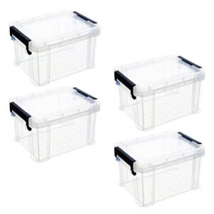totority 4pcs mini storage bins box with lid clear bead storage containers jewelry making organizer for small crafts kit jewelry beads food storage