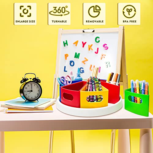 JoinJoy Rotating Desk Organizer for Kids - Homeschool Organizers and Storage - Kids Art Supply Storage with Sturdy Spin Base and 9 Removable Containers – Colorful Design – Easy to Use (Multicolored)