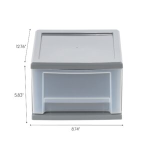 IRIS USA 6.5 Quart Gray Stackable Drawer, 5 Pack