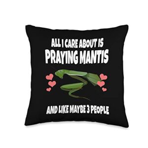 praying mantis all i care like 3 people throw pillow, 16x16, multicolor