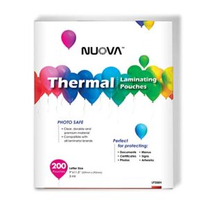 Nuova Premium Thermal Laminating Pouches, 9" x 11.5"/Letter Size/3 mil, 200 Pack (LP200H) & Premium Thermal Laminating Pouches 9" x 11.5", Letter Size, 3 mil, 100 Pack (LP100H)