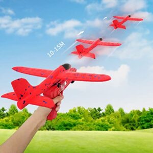 Aucess Boy Toys 2 Pack Airplane Launcher Toys, 2 Flight Modes Outdoor Throwing Foam Glider with Catapult Plane Gun Birthday Gift for 5+ Years Old Kid