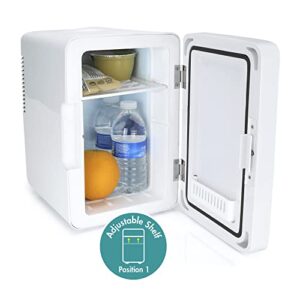 LED Lighted Mini Fridge with Mirror Door, White