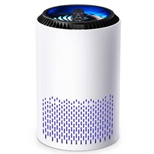 pomoron air purifiers, air purifier for bedroom hepa air filter for smoke pollen dander hair 22db quiet air cleaner for home, bedroom, living room, kitchen - white