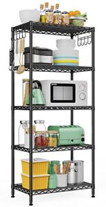 lehom 5-tier metal storage shelves wire shelving unit storage with adjustable leveling feet for laundry bathroom kitchen,steel organizer wire rack 220 lbs capacity(23.63" l×13.78" w×59.1" h)