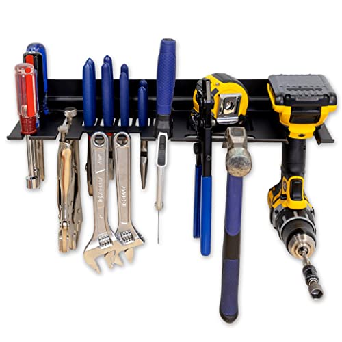 StoreYourBoard Garage Hand Tool Organizer, Drill, Screw Driver and Wrench Sets, Hammer, Pliers, Wall Mount Storage Tool Tray, Heavy Duty Steel